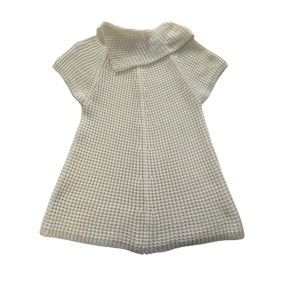 Worthington Cream Waffle Knit Short Sleeve Sweater with Button Collar - Picture 4 of 10